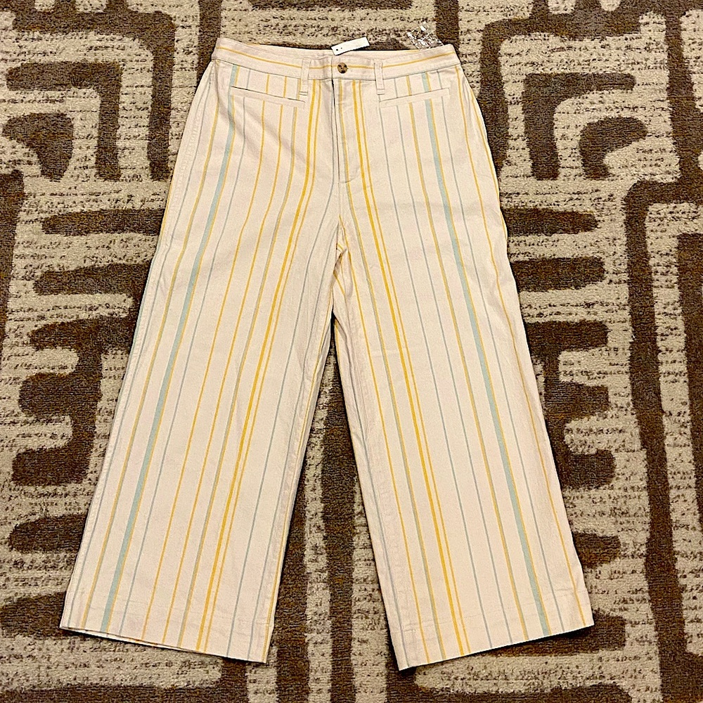 NWT Madewell Emmett wide leg crop stripe pant